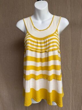 Free People Cream & Yellow Striped Sleeveless Knit Tank